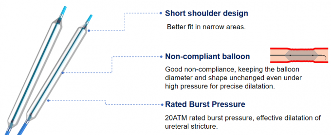 Ureteral Dilation Balloon with ไฮโดรฟิลิก coating